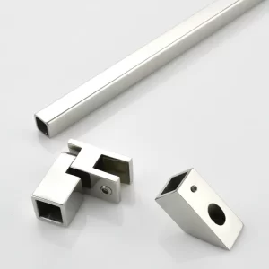 Wall to glass square angled stabilizing bar