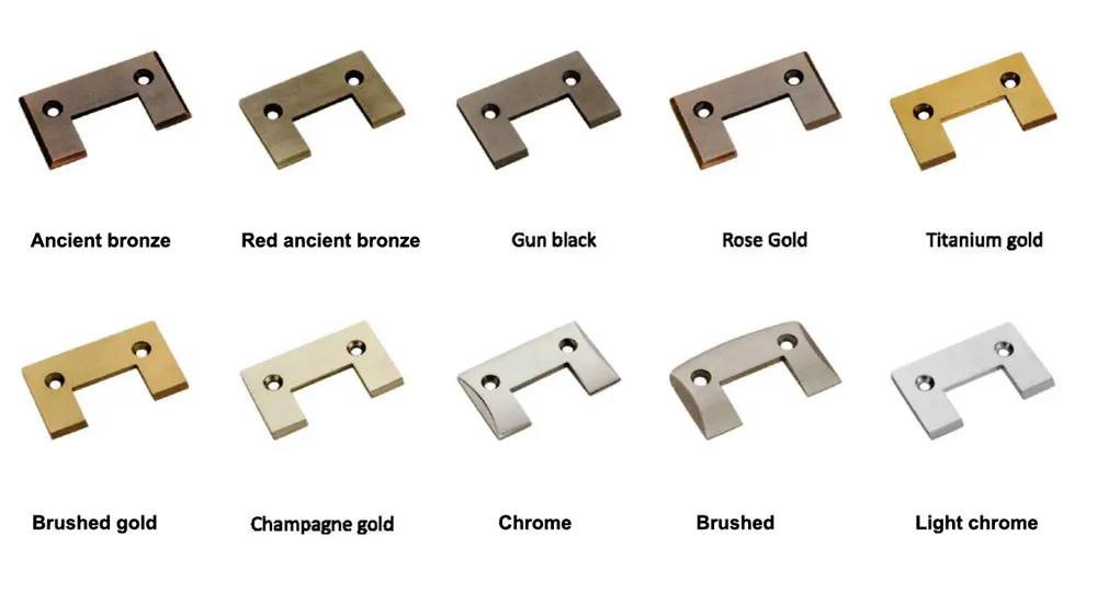 Surface finish of shower door hinges
