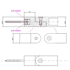 Dimension drawing of wall adapter moveable